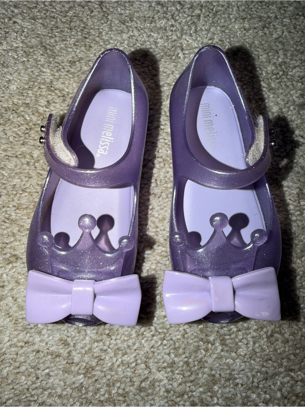 Mini Melissa Lilac Glitter Princess Mary Janes with Bow